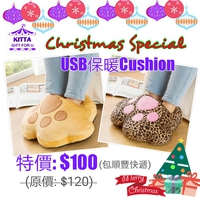【聖誕禮物預訂優惠】 可愛毛毛猫爪USB暖腳Cushion抱枕 (優惠至2016年12月11日)
