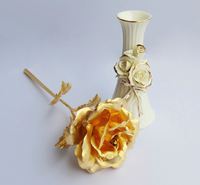 2017 女朋友/老婆情人禮物推介 - 高檔24K金箔玫瑰花 (配陶瓷花瓶)
