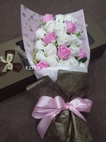香港情人節花束2018 (粉紅配白, 27朵) Valentine's Day Rose Bouquet