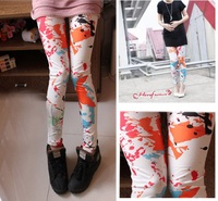 【現貨】35001 橙色塗鴉顯瘦印花褲 Legging