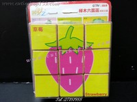 (拼圖盒)Cutieshop153 益智啟蒙積木玩具(專注力 3+)~9粒六面圖案puzzle (水果)#141706